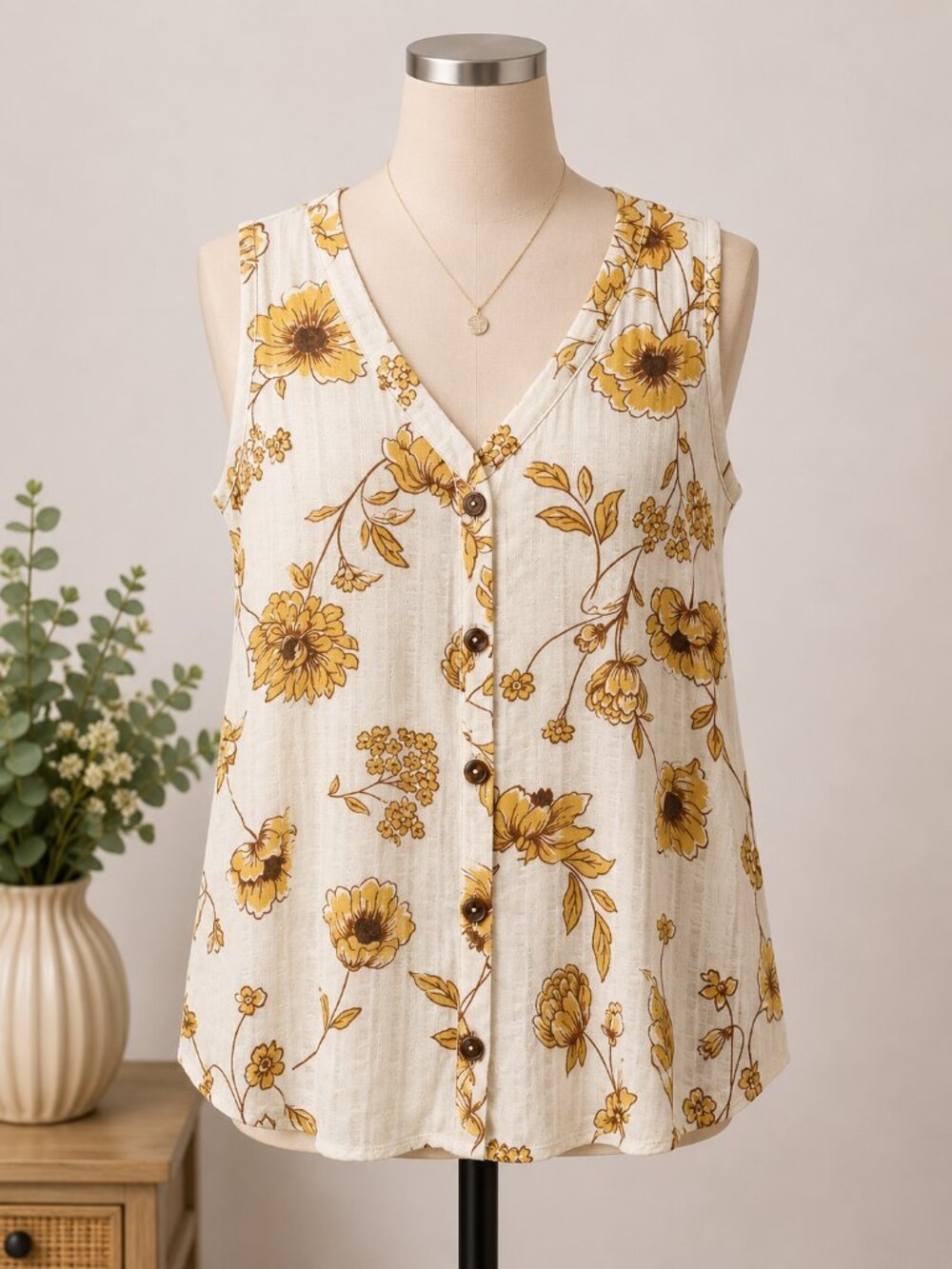 4 for $25 🌼 Maurice's Floral Button Tank | Size 2X 🌼